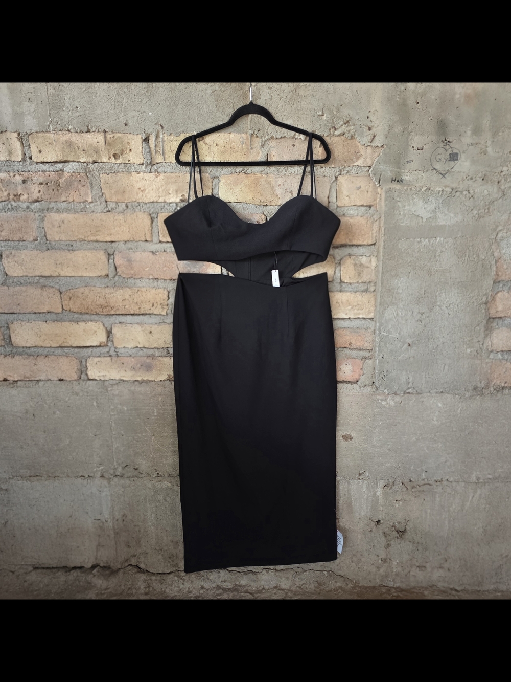 ASOS Edition Black Crepe Cutout Midi Dress NWT Size 14